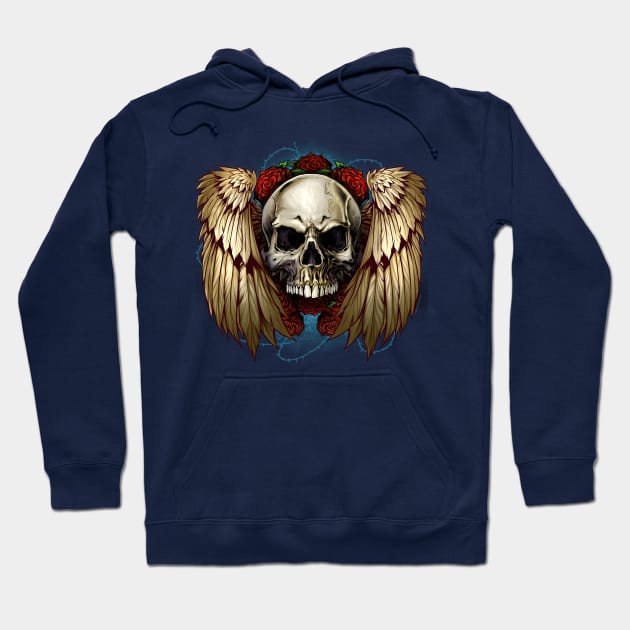 Skull wings with roses Hoodie by FlylandDesigns